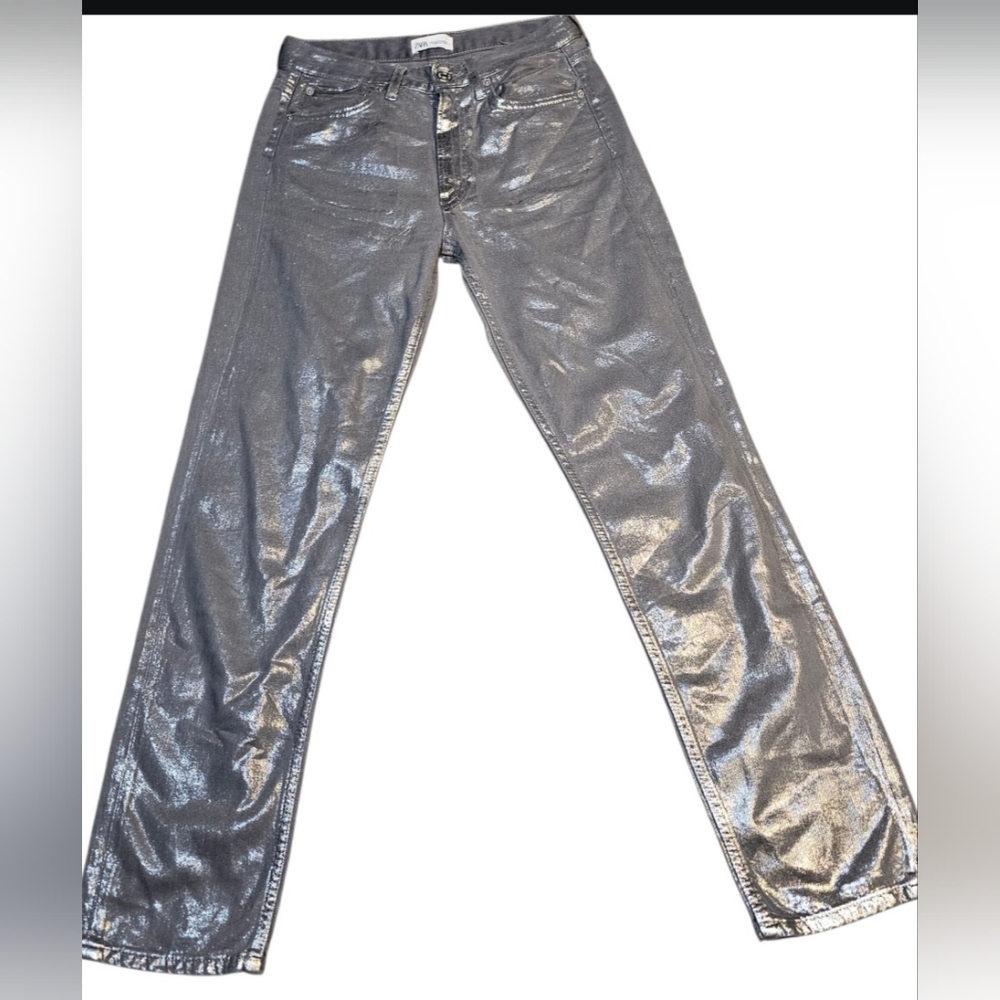 Zara Silver Straight Leg Jeans